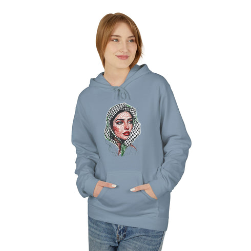 Palestine Woman Art Hoodie Unisex - Keffiyeh Scarf Dual-Sided Graphic Pullover